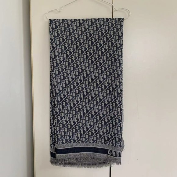 Navy blue Dior Oblique shawl - Picture 1 of 6
